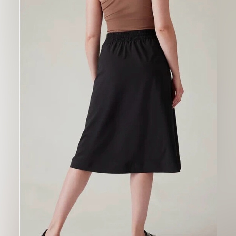 Athleta Arrival Black A-line Work Vacation Travel Elastic Waist Drawstring Skirt - Picture 6 of 16
